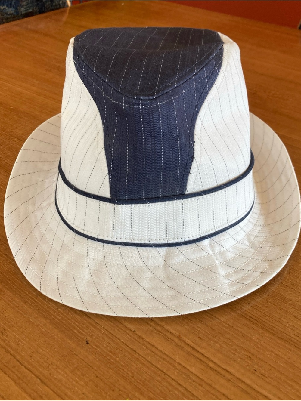 2010 HBC Olympic Navy & White Pinstripe Fedora Hat